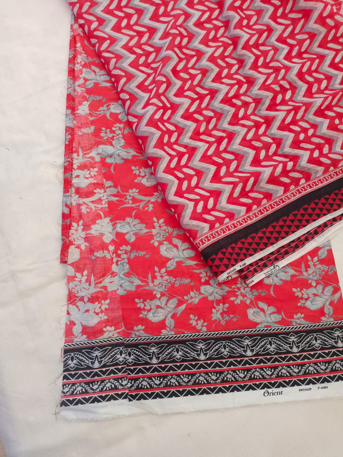 Orient Red & Black Unstitched Lawn 3-Piece