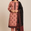 Elegant Pink & Black Unstitched Lawn 3-Piece – Classic Leopard & Floral Design